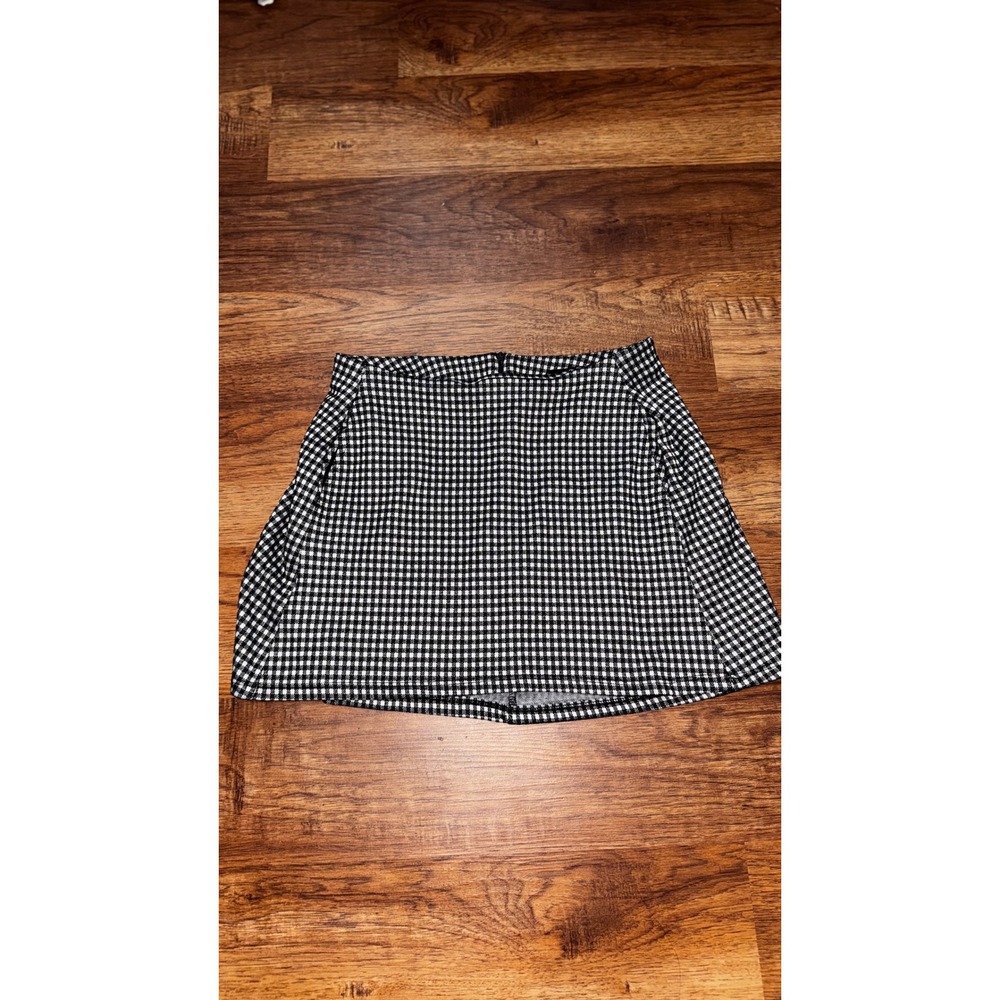 Originality Black White Gingham Check Mini Skirt Womens Large A-Line Made in USA